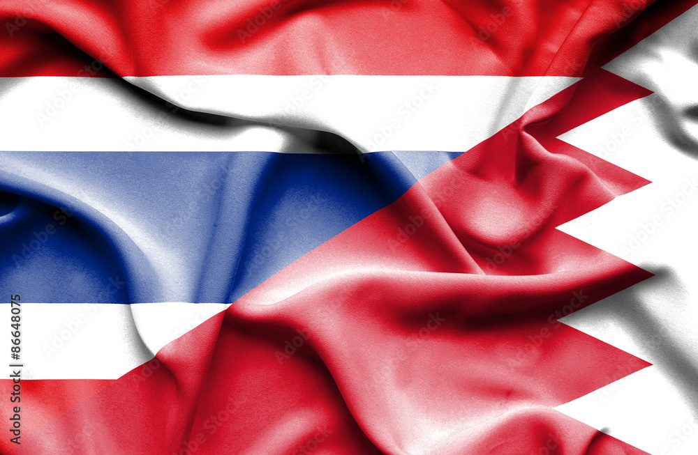 Waving flag of Bahrain and Thailand Waving flag of Bahrain and Thailand