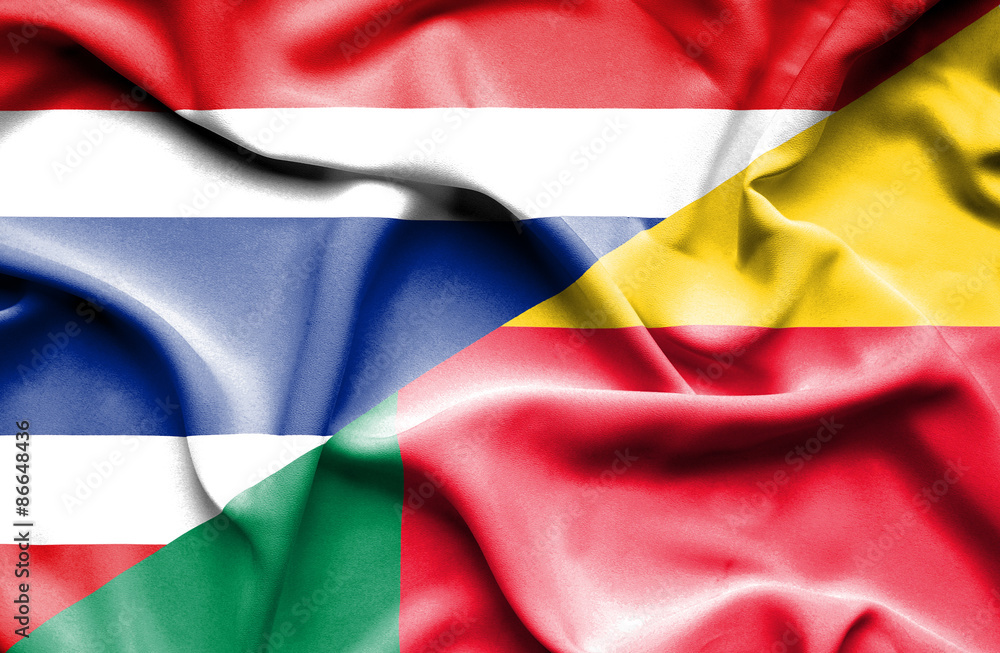 Waving flag of Benin and Thailand Waving flag of Benin and Thailand