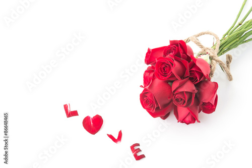 red rose bouqiet isolated on white background photo