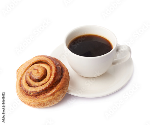 Cup of coffee and pastry composition
