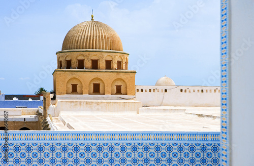 Tunisia, Kairouan, view of the Sidi Oqba mosque, olso known as the Grand Mosque, from a terrace of the Medina photo