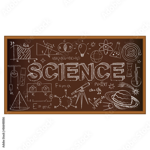 School board doodle with science symbols. Vector illustration