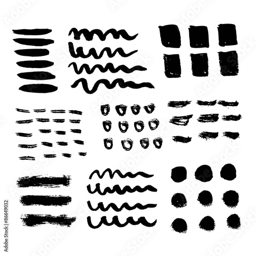 Vector set of grunge brush strokes collection. 