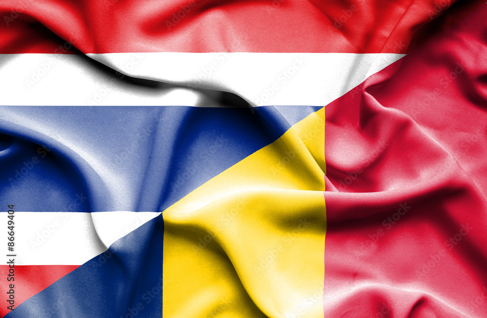 Waving flag of Chad and Thailand Waving flag of Chad and Thailand