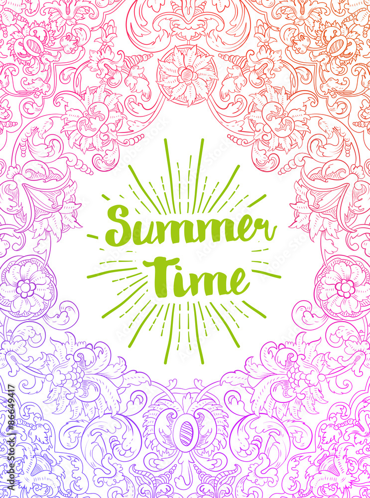 Summer Time card. Baroque styleen