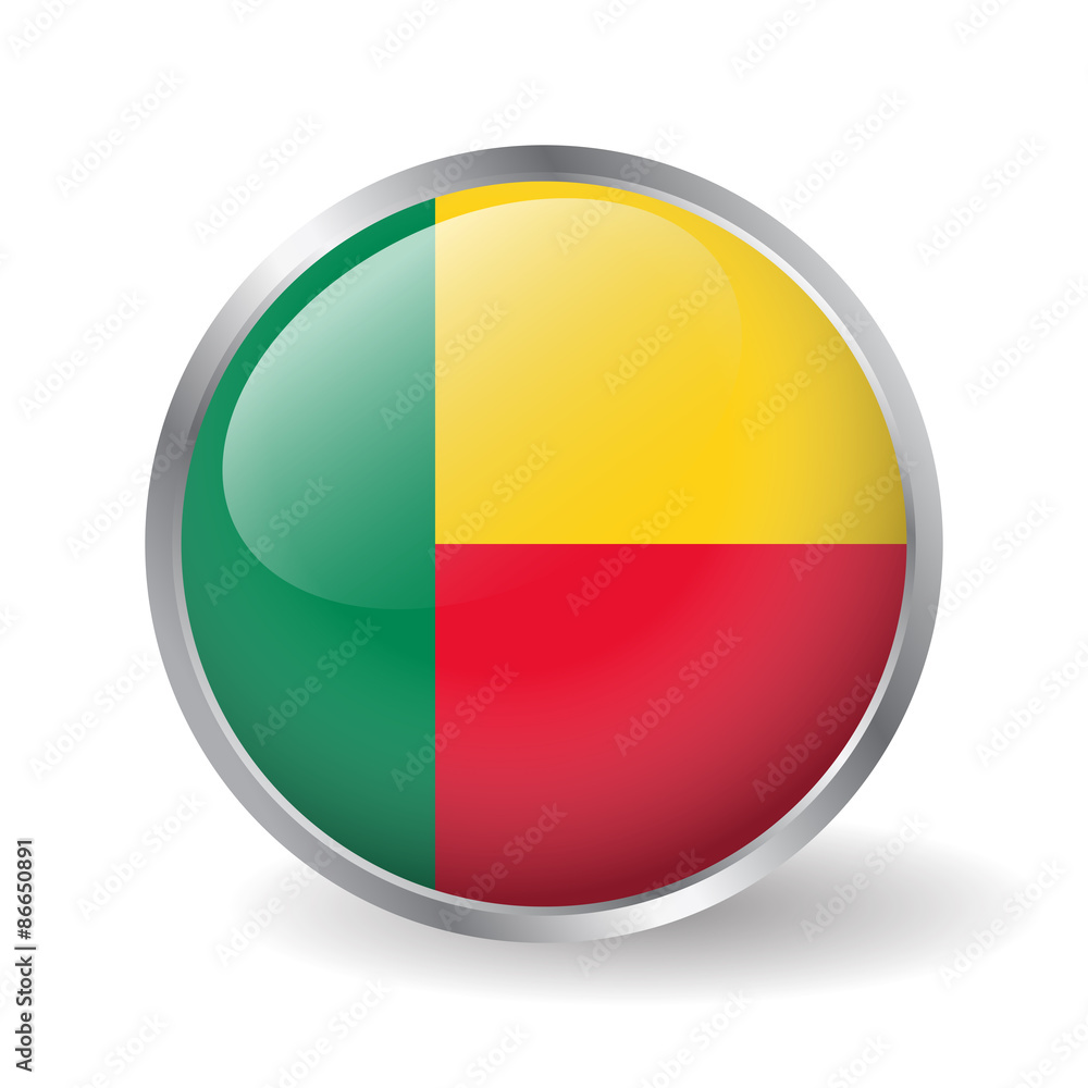 Fototapeta premium Benin flag button vector