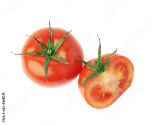 Sliced and cut tomato composition isolated