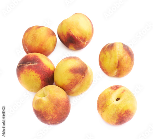 Pile of peach fruits isolated