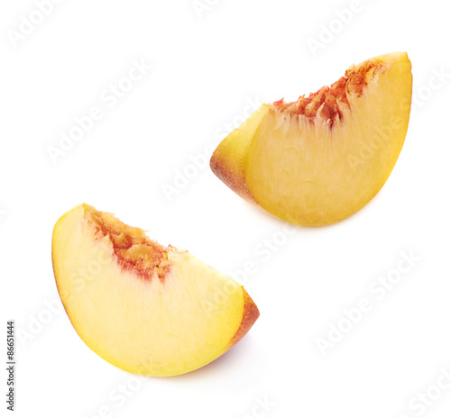 Peach fruit's slice isolated