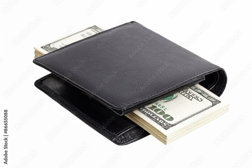 Stack of dollars in a wallet Stack of dollars in a wallet
