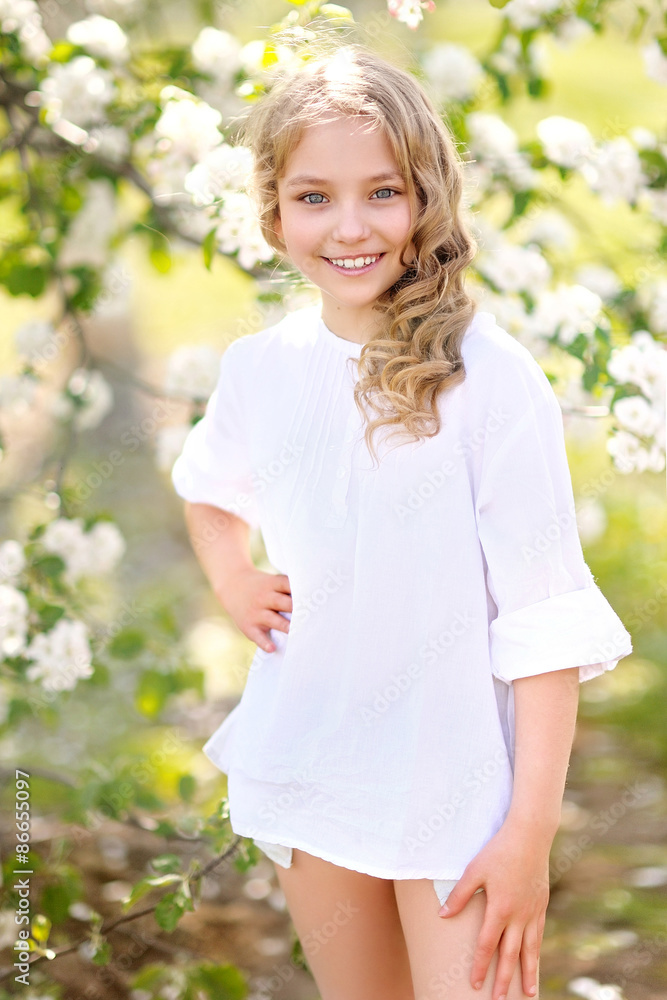 portrait of little girl outdoors in summer portrait of little girl outdoors in summer