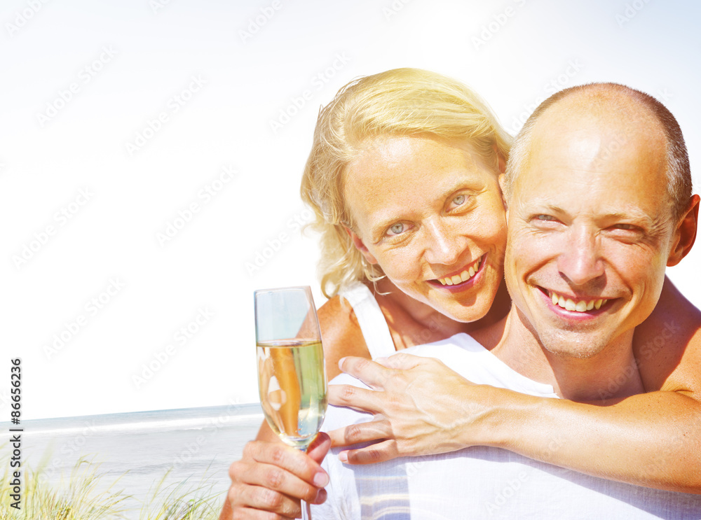 Honeymoon Couple Summer Beach Dating Concept Honeymoon Couple Summer Beach Dating Concept