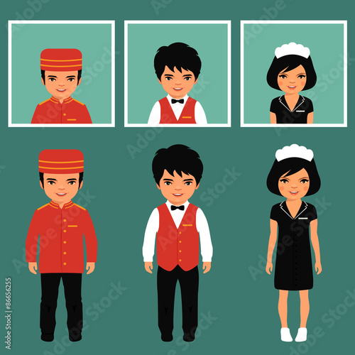 vector icon hotel service profession, cartoon worker uniform, room service
