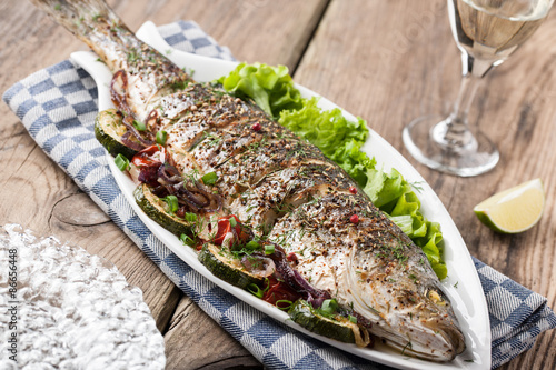 Baked fish with vegetables