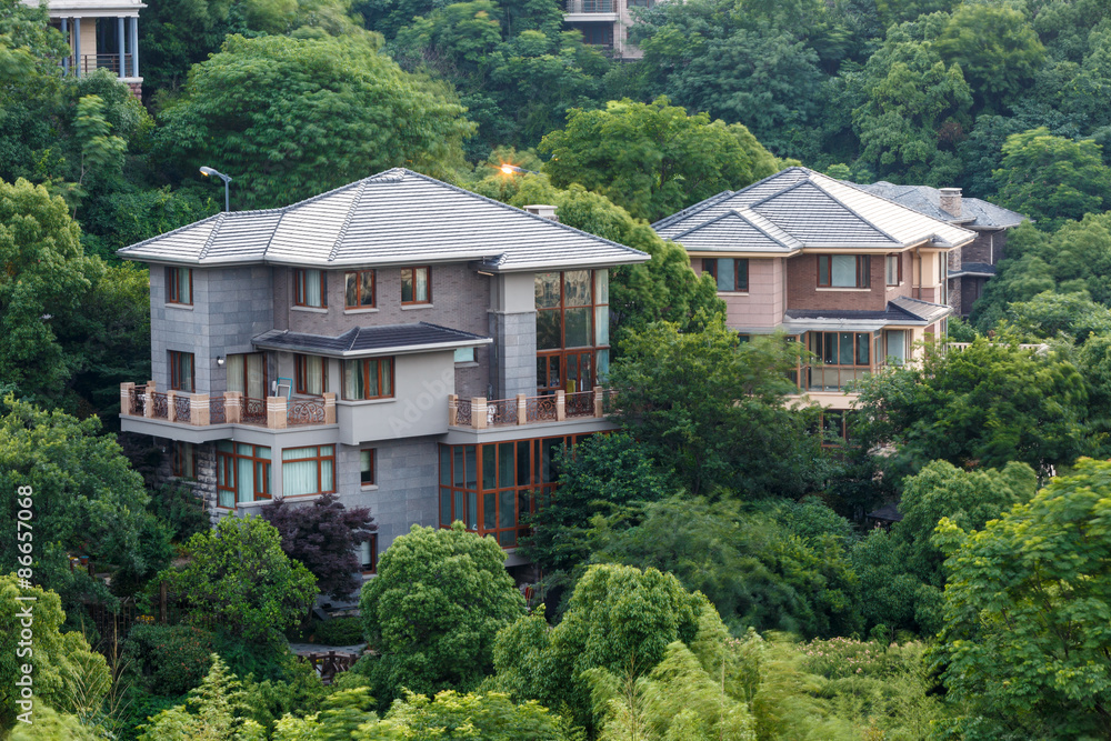 Hangzhou, China - on May 21, 2015: hangzhou Villa group building scenery, here is a Luxury villa residential area。
