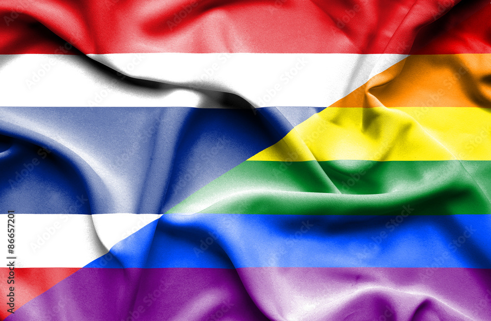 Waving flag of Pride and Thailand Waving flag of Pride and Thailand