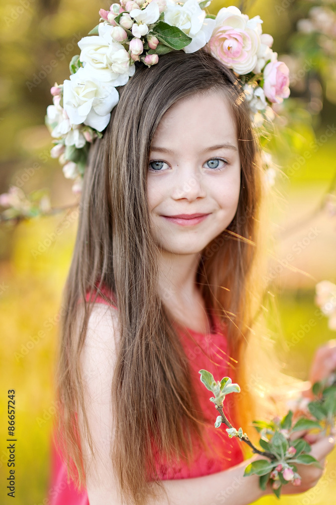 portrait of little girl outdoors in summer portrait of little girl outdoors in summer