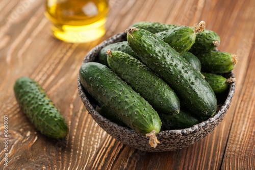 Fresh cucumbers, green vegetables