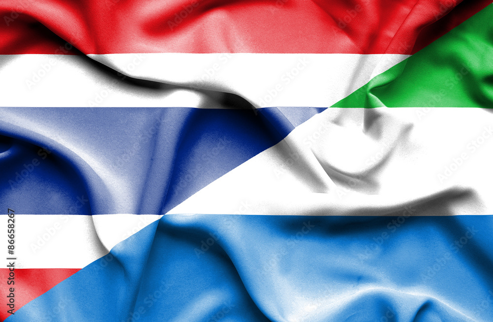 Waving flag of Sierra Leone and Thailand Waving flag of Sierra Leone and Thailand