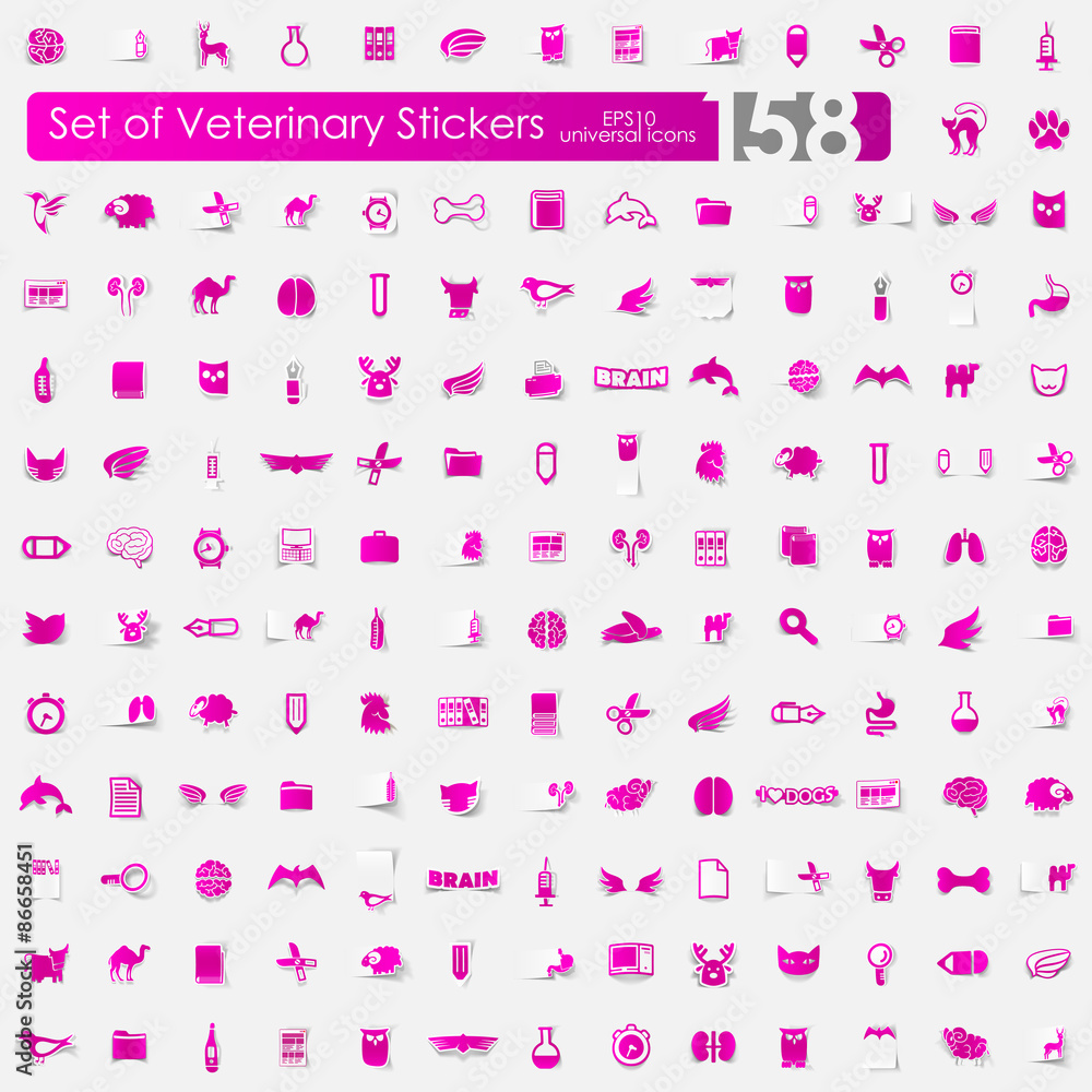 Set of veterinary stickers Set of veterinary stickers