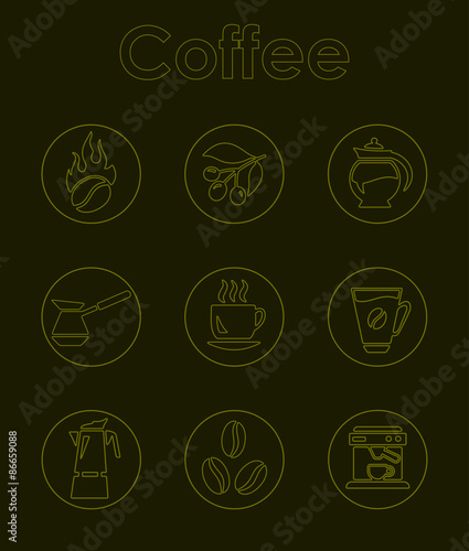Set of coffee simple icons