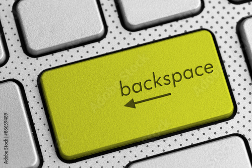 closeup shot of computer keyboard backspace button photo