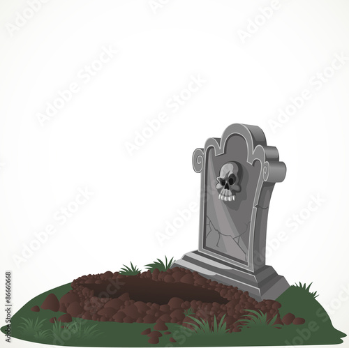 Halloween decorations tombstone and dug grave