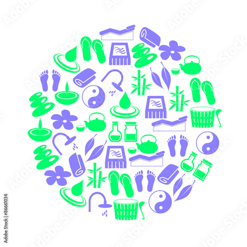 spa and relaxation simple color icons in circle eps10