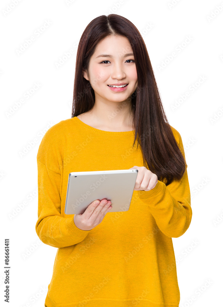 Woman use of the digital tablet Woman use of the digital tablet
