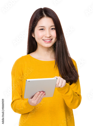Young woman use of the digital tablet
