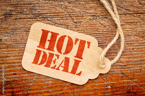 hot deal sign  on a price tag photo