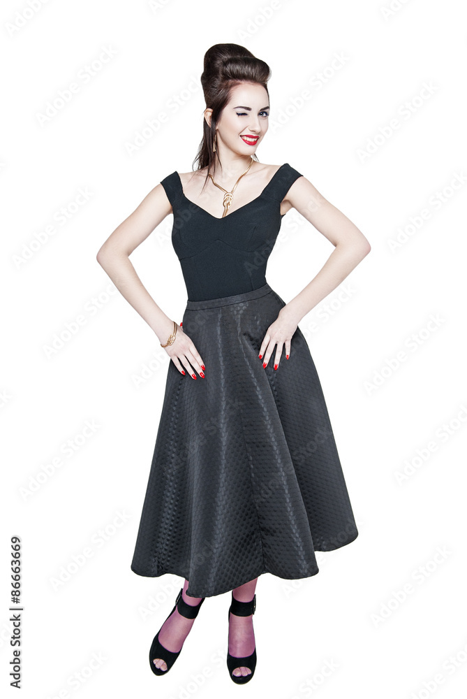 Young beautiful woman in retro pin up style winking isolated Young beautiful woman in retro pin up style winking isolated
