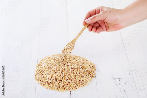 Wheat in wooden spoon 