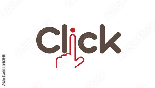 Click typography hand finger logo minimal text finger vector symbol icon template