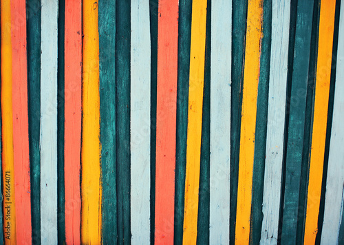 Colorful wooden textured fence background for design or abstract