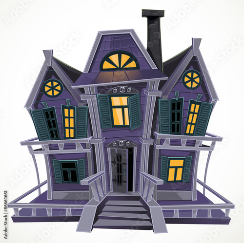 Halloween witch magic house isolated in white