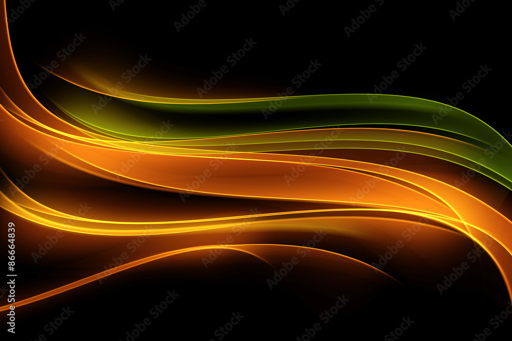 Light Orange Green Modern Abstract Waves Background - obrazy, fototapety, plakaty 