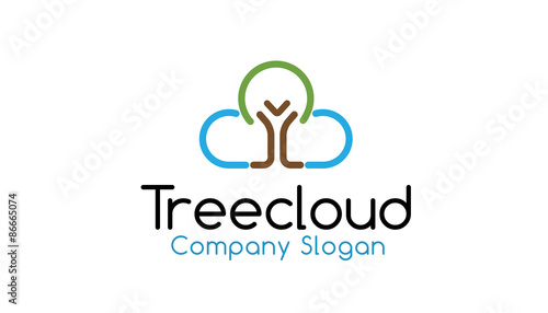 Tree Cloud Logo Template