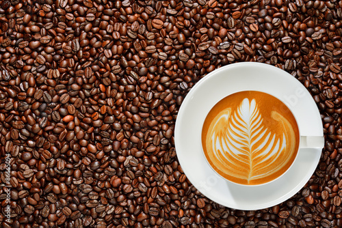 Cup of coffee latte on coff...