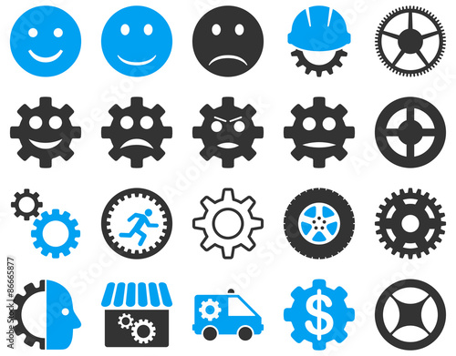 Tools and Smile Gears Icons