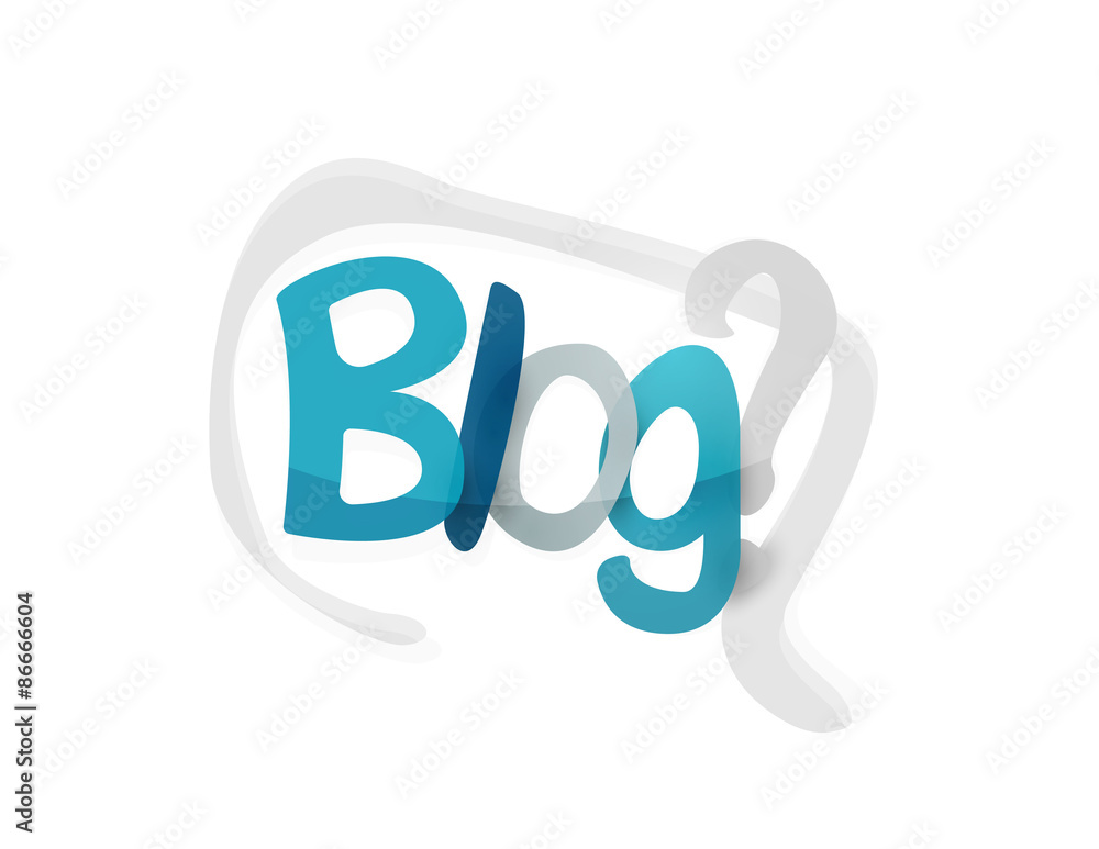 Blog word, drawn lettering typographic element Blog word, drawn lettering typographic element