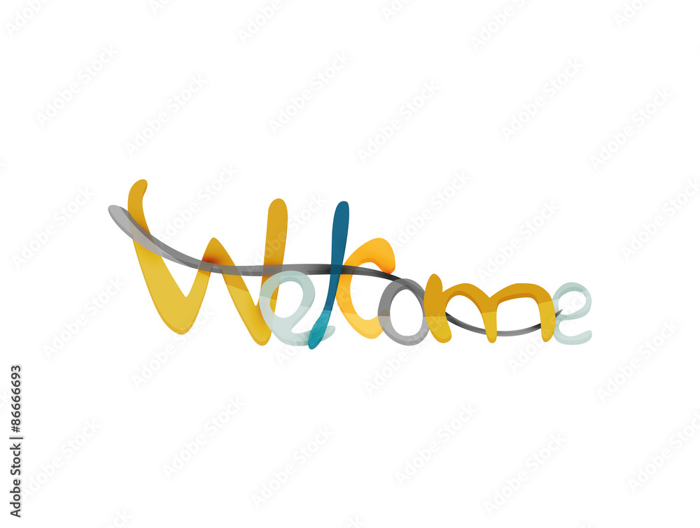 Welcome word, drawn lettering typographic element Welcome word, drawn lettering typographic element