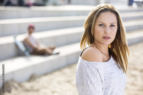 Portrait Of Attractive Woman On Beach