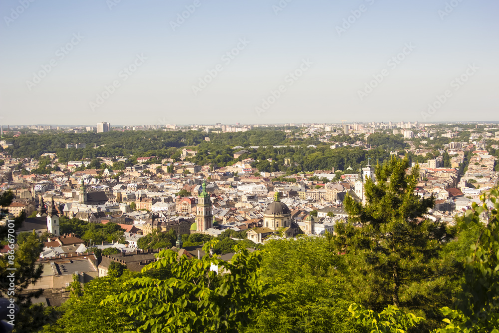 Cityscape of  Lviv. View from the heihgt