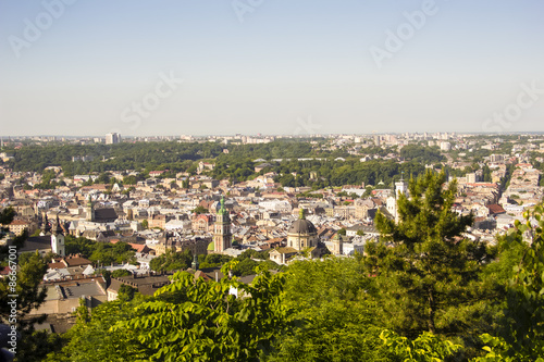 Cityscape of Lviv. View from the heihgt