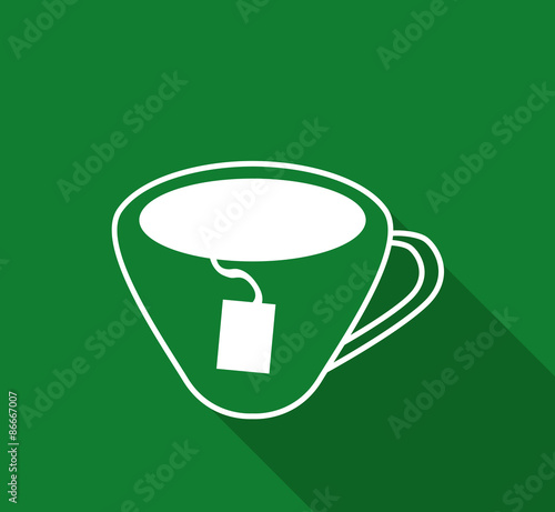 Vector flat outline icon of cup of tea 