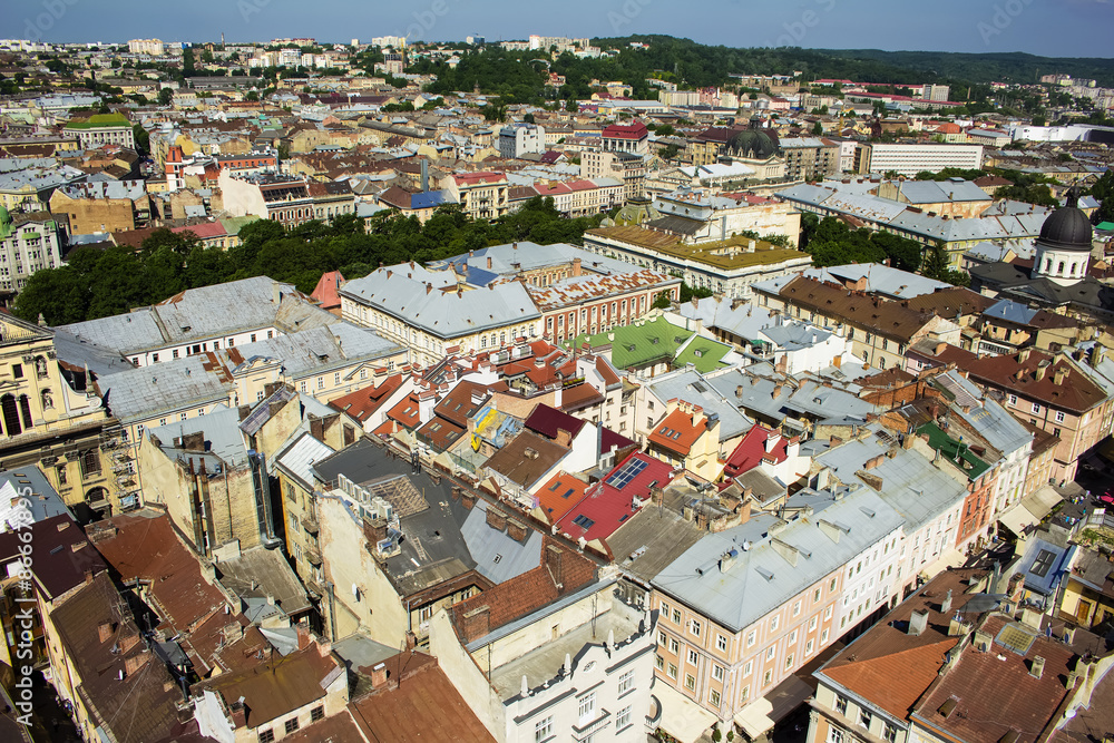 Beautiful  Lviv city in sunny day