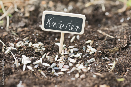 Garten mit Schild