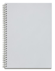 blank white spiral notebook isolated on white
