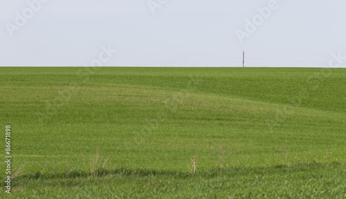 single pole on the horizon of field and sky